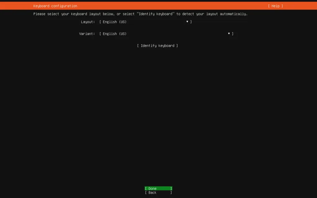 Установка Ubuntu Server 26 - Шаг 2 - Выбор раскладки
