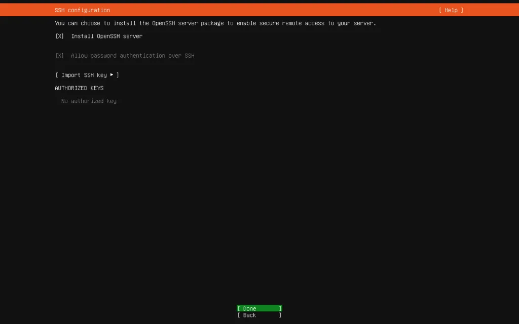 Установка Ubuntu Server 26 - Шаг 14 - Установка OpenSSH сервера