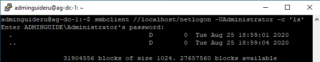 Linux Samba4 AD-DC на Ubuntu 18.04 - Настройка - Часть 2 - Проверка netlogon