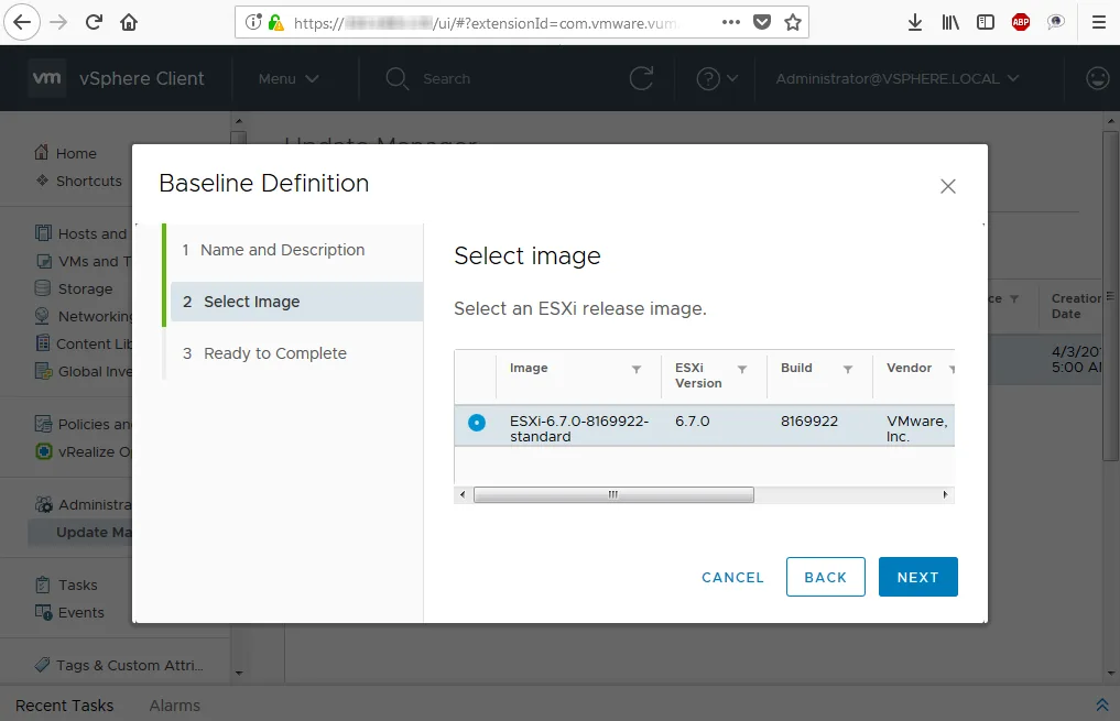 Повторно выбираем образ ESXi