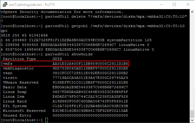 ESXi 7. USB флешка как datastore рядом с гипервизором - VMFS GUID