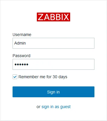 Логин в веб-интерфейс Zabbix