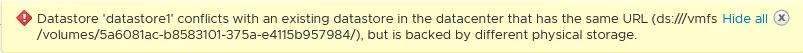 datastore conflicts win an existing datastore